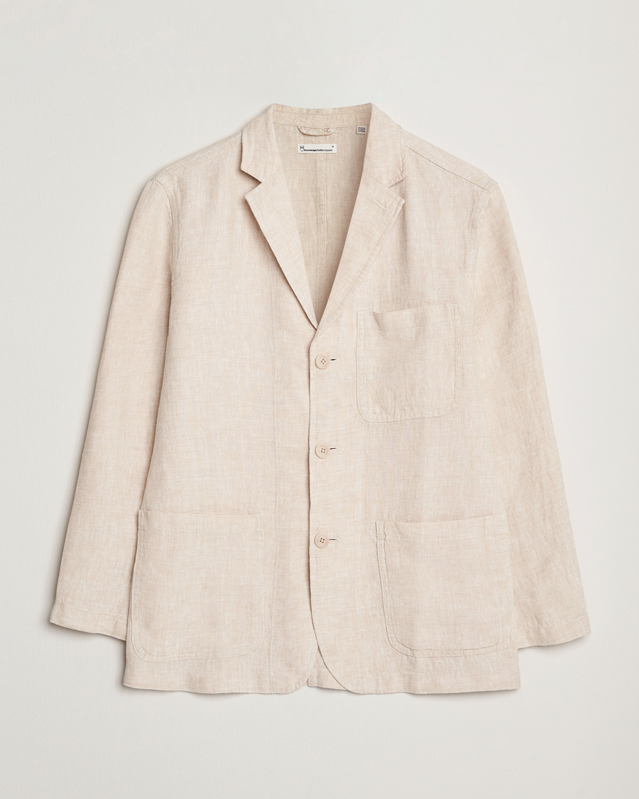 Herre | Blazere & jakker | KnowledgeCotton Apparel | Linen Blazer Light Feather Grey