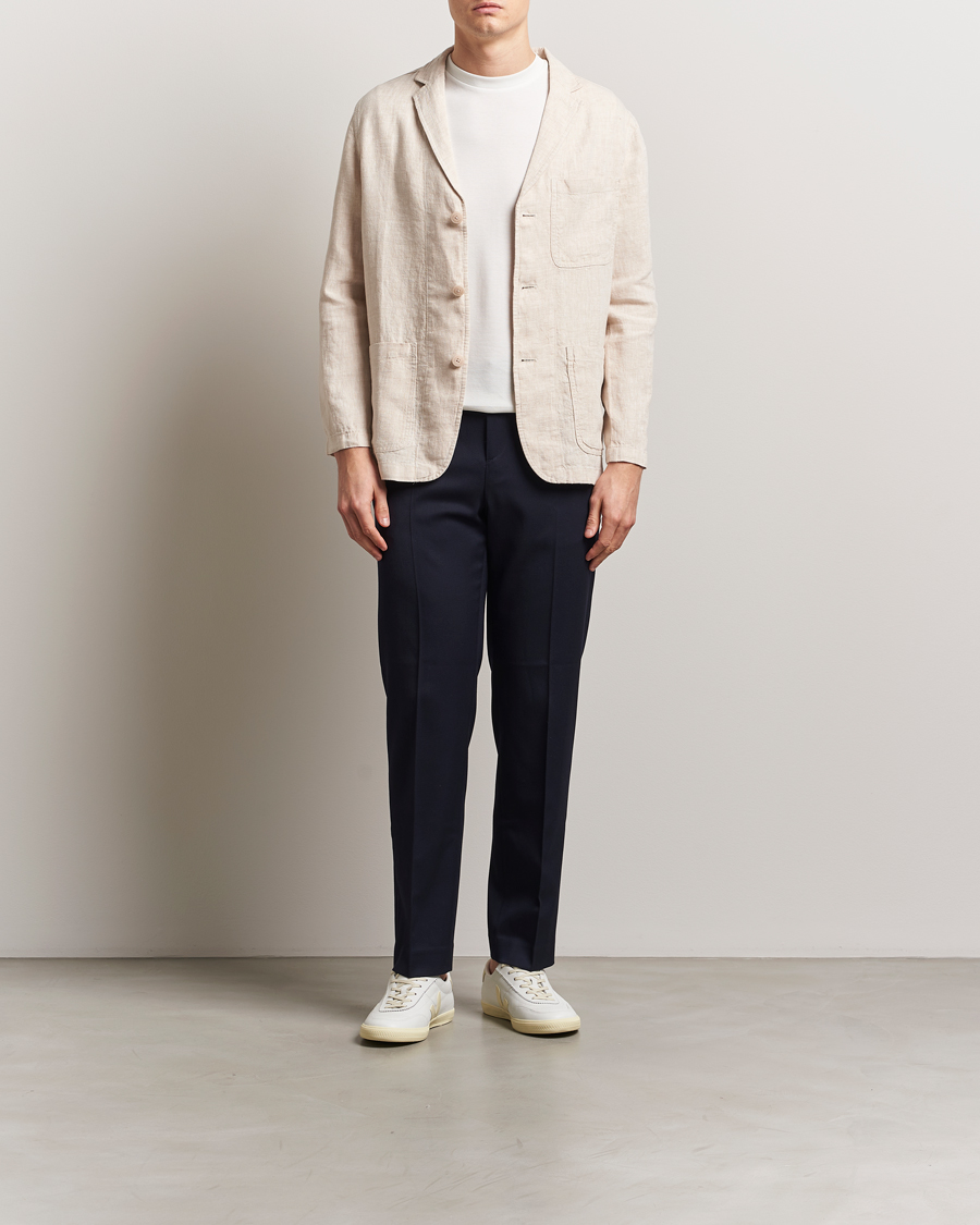 Herre | Blazere & jakker | KnowledgeCotton Apparel | Linen Blazer Light Feather Grey