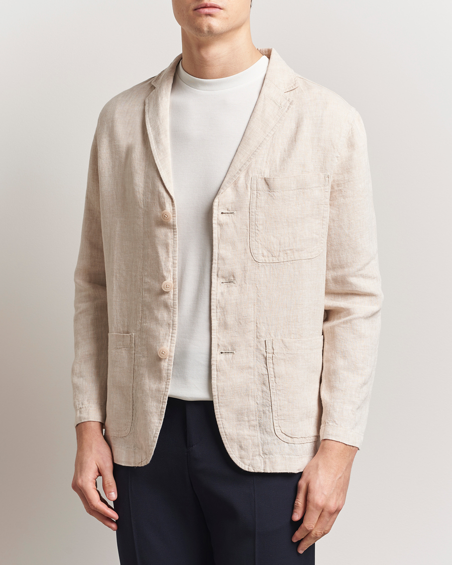 Herre | Blazere & jakker | KnowledgeCotton Apparel | Linen Blazer Light Feather Grey