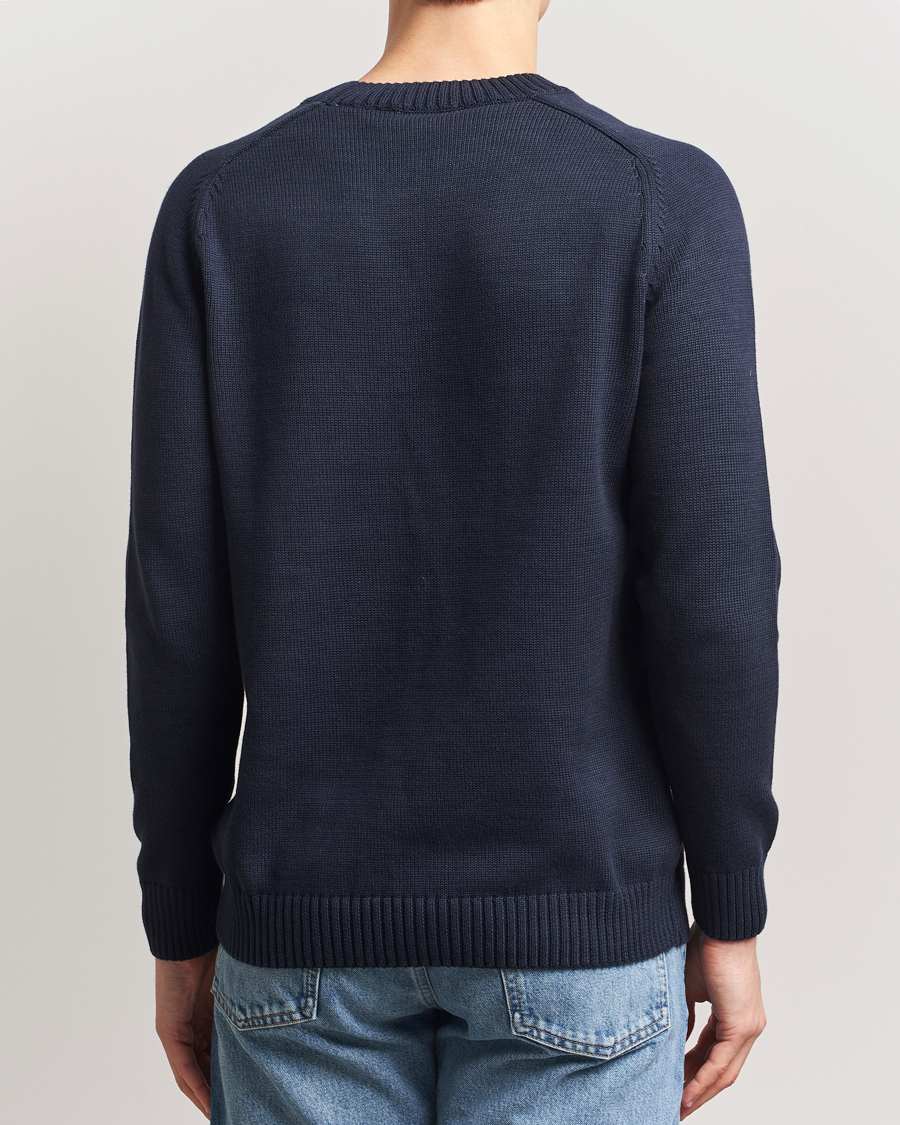 Herre | Trøjer | KnowledgeCotton Apparel | Plain Knitted Cotton Crewneck Night Sky