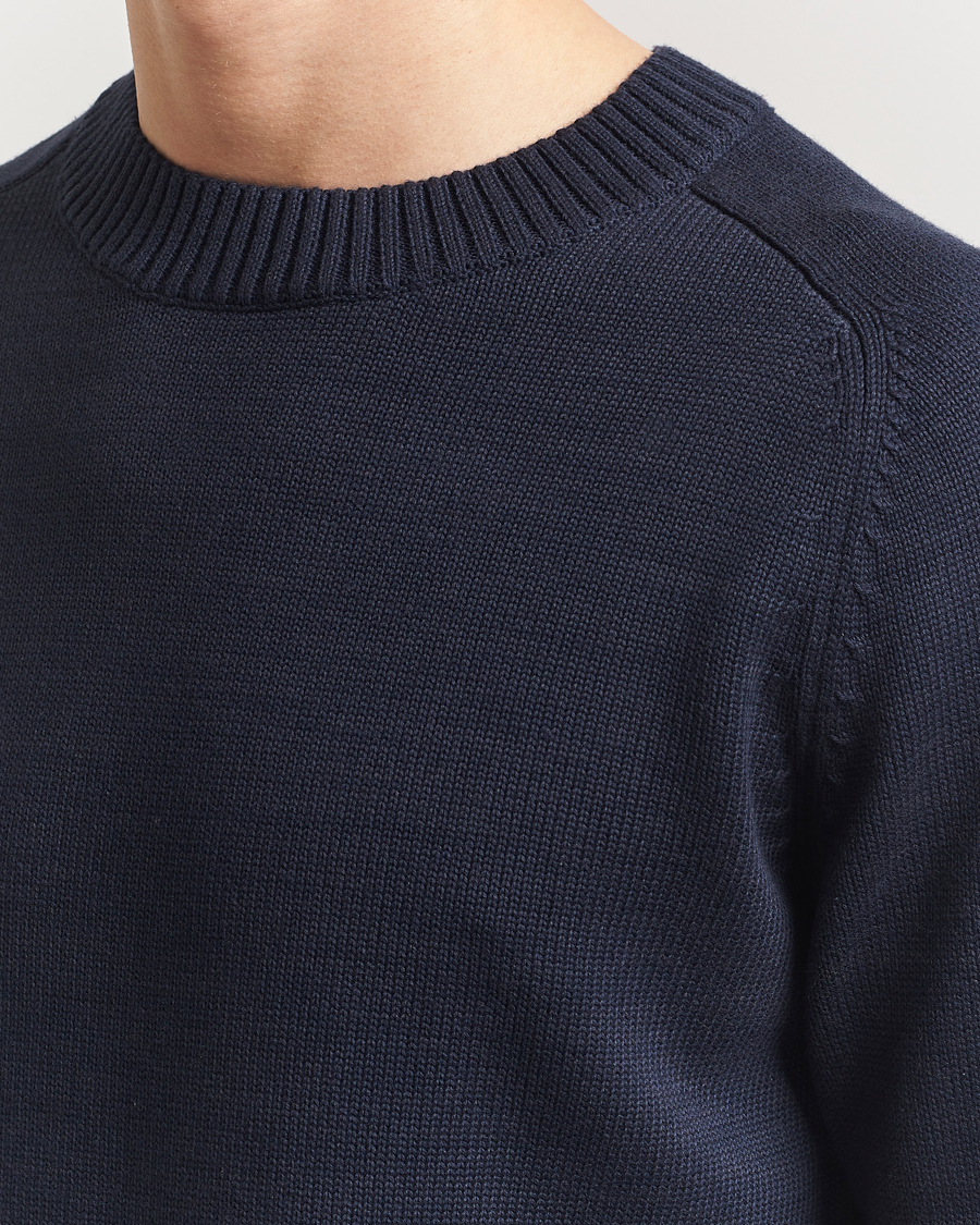 Herre | Trøjer | KnowledgeCotton Apparel | Plain Knitted Cotton Crewneck Night Sky