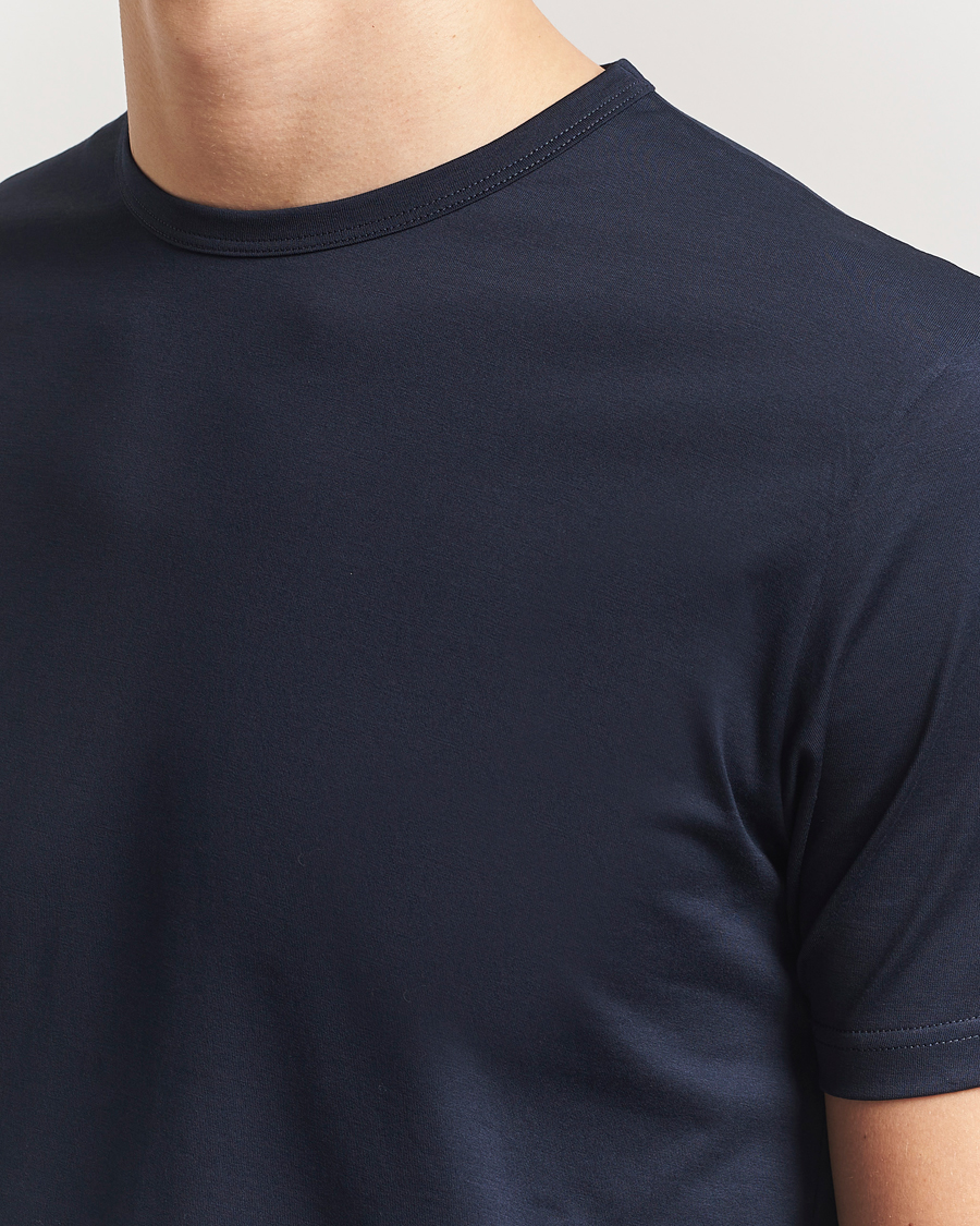Herre | T-Shirts | Sunspel | Crew Neck Q82 Cotton T-Shirt Midnight Navy