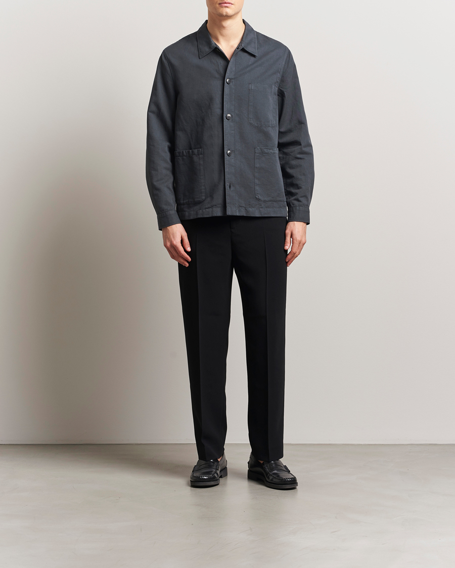 Herre | Skjorter | Sunspel | Twin Pocket Cotton/Linen Jacket Charcoal
