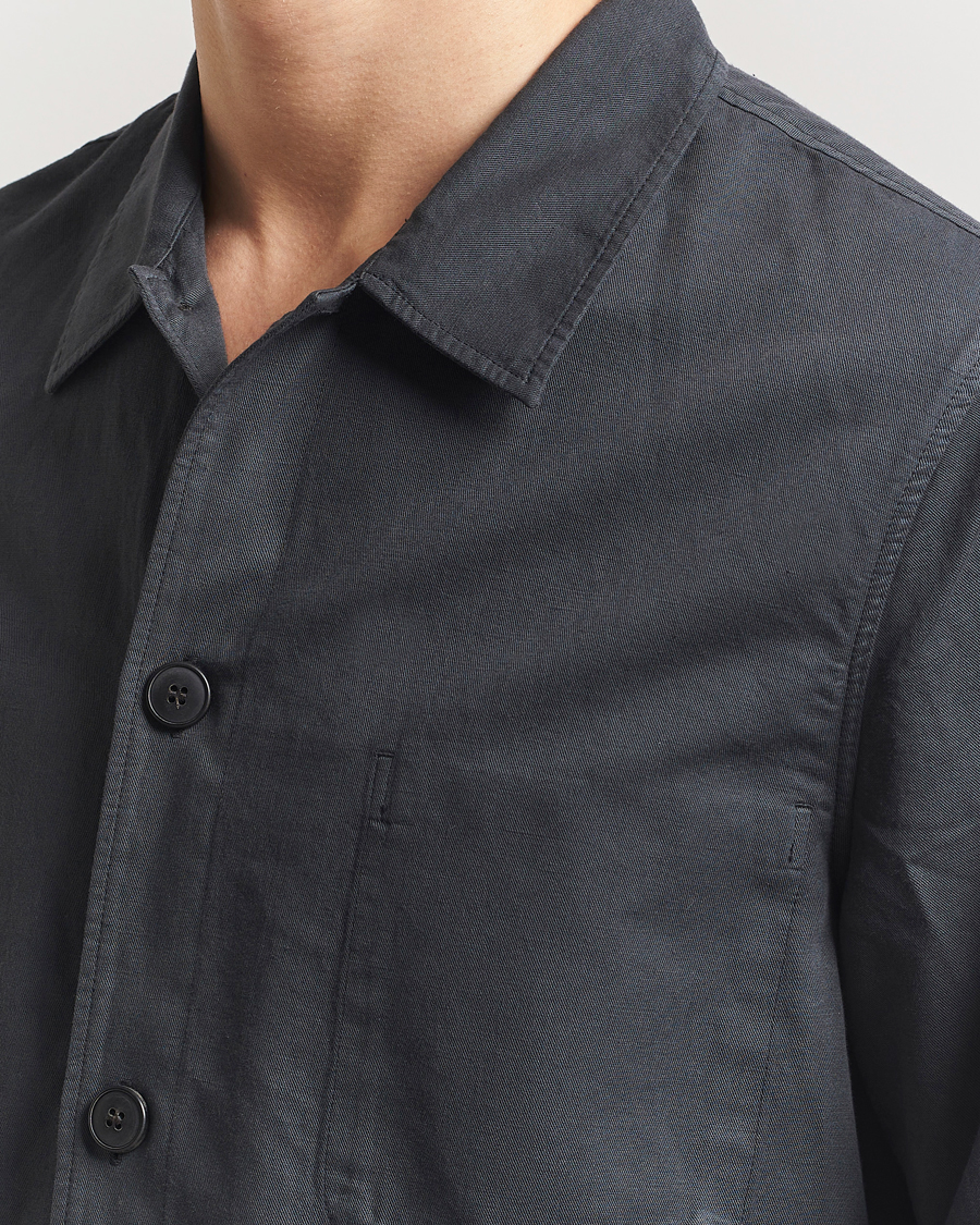 Herre | Skjorter | Sunspel | Twin Pocket Cotton/Linen Jacket Charcoal