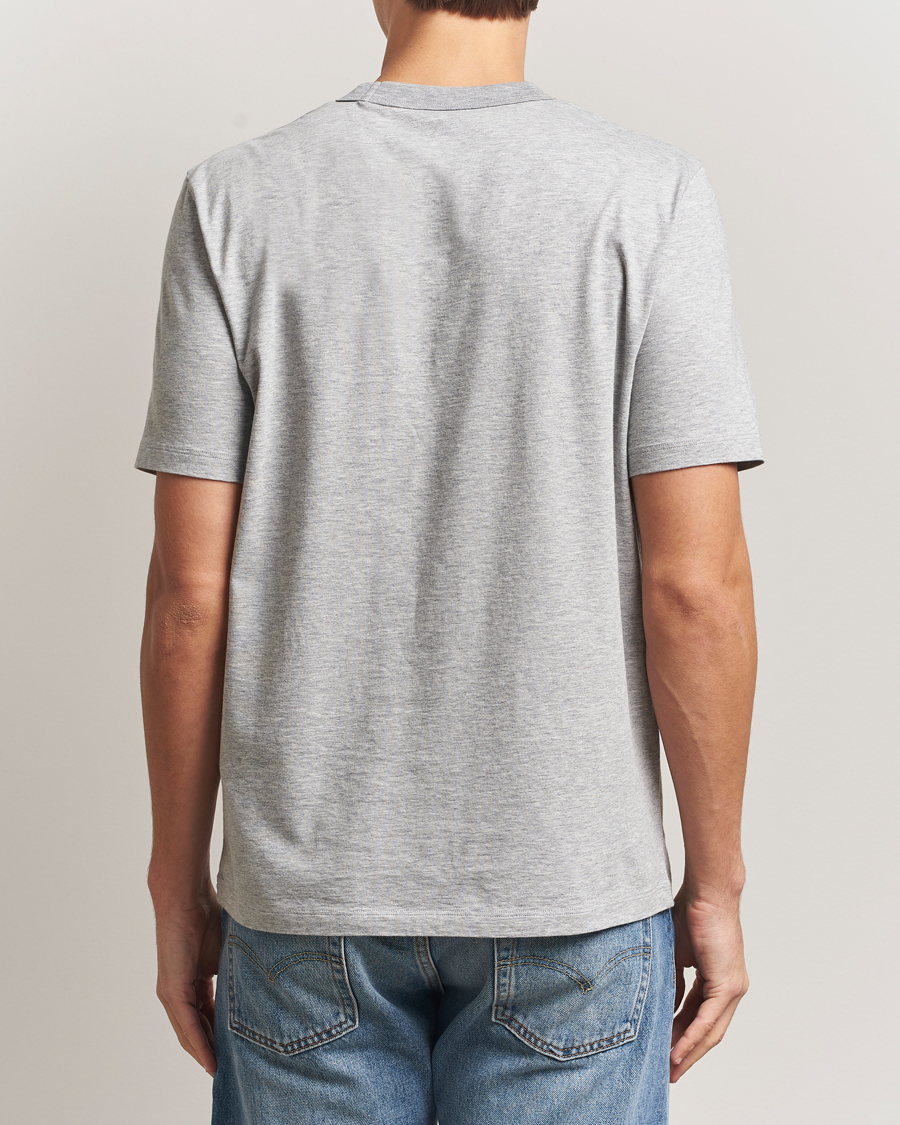Herre | T-Shirts | Jacob Cohën | Cotton Stripe Logo Pocket T-Shirt Light Grey
