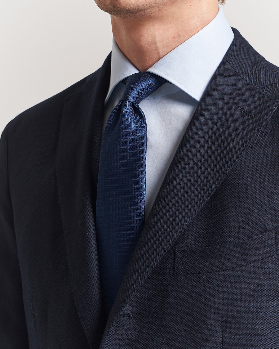 Herre | Slips | Kiton | Structured Silk Tie Navy