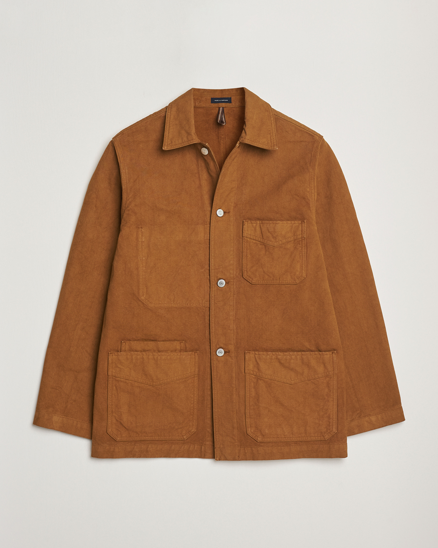Herre | Jakker | Drake's | Duck Cotton Canvas Chore Jacket Tobacco