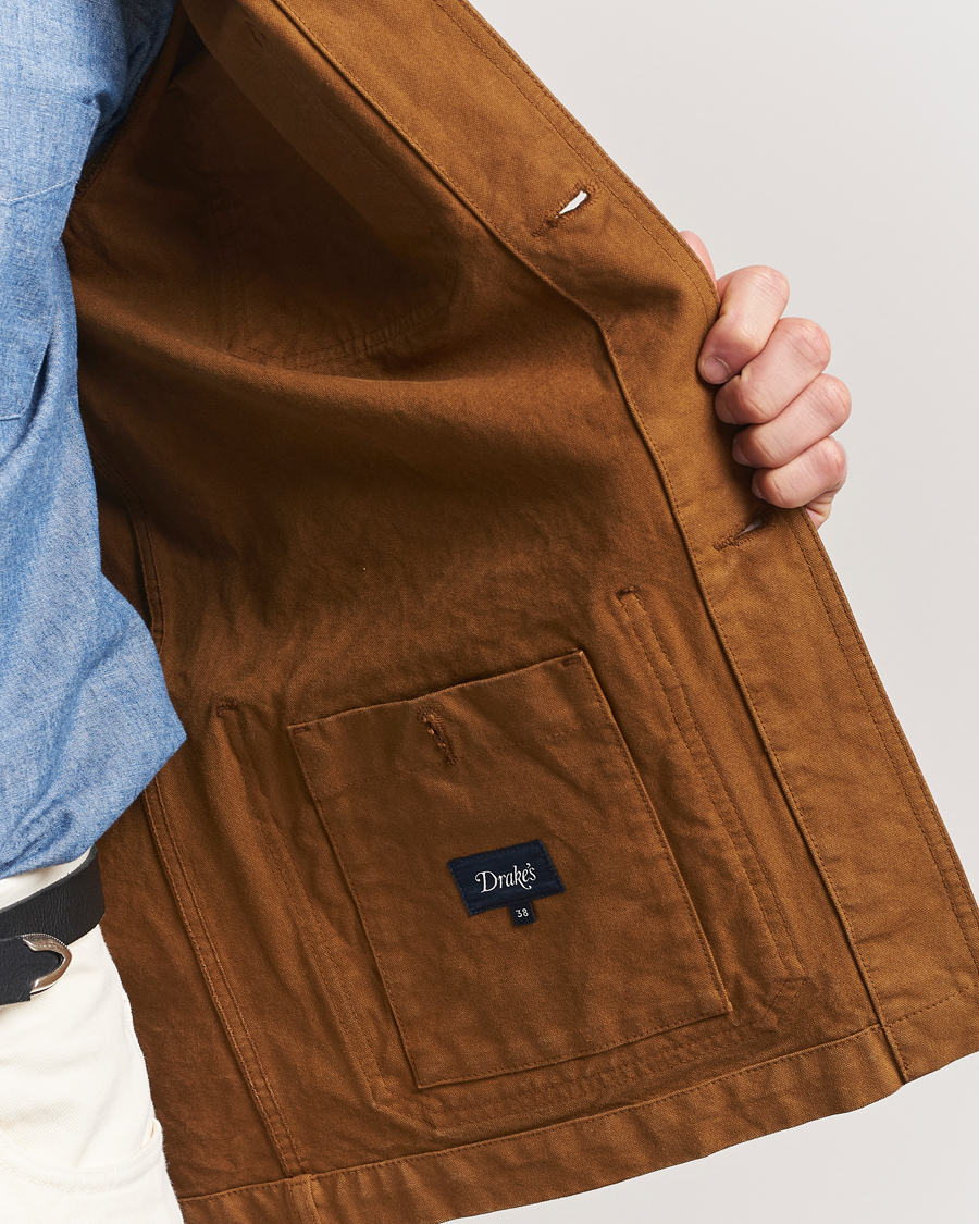 Herre | Jakker | Drake's | Duck Cotton Canvas Chore Jacket Tobacco