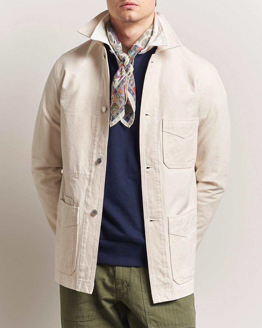 Herre | Jakker | Drake's | Duck Cotton Canvas Shore Jacket Natural