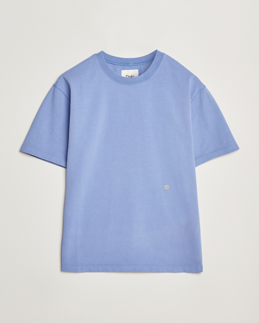 Herre | T-Shirts | Drake's | Embroidered Hiking T-Shirt Lavender Blue