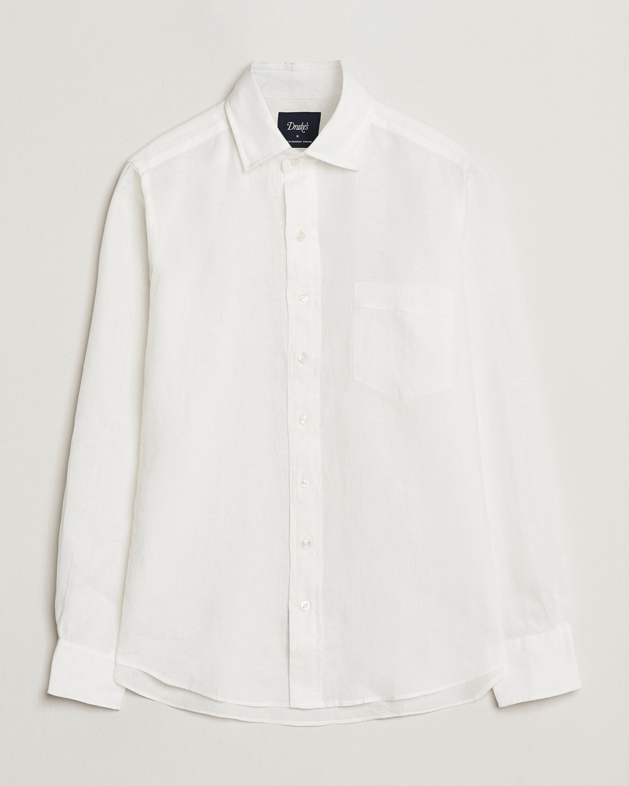 Herre | Skjorter | Drake's | Linen Summer Shirt Ecru