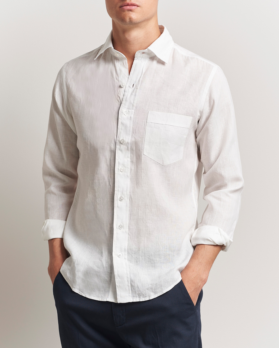 Herre | Skjorter | Drake's | Linen Summer Shirt Ecru