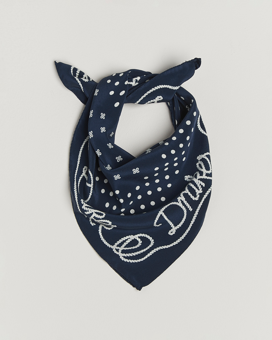 Herre | Tørklæde | Drake's | Robe Border Silk Bandana Navy