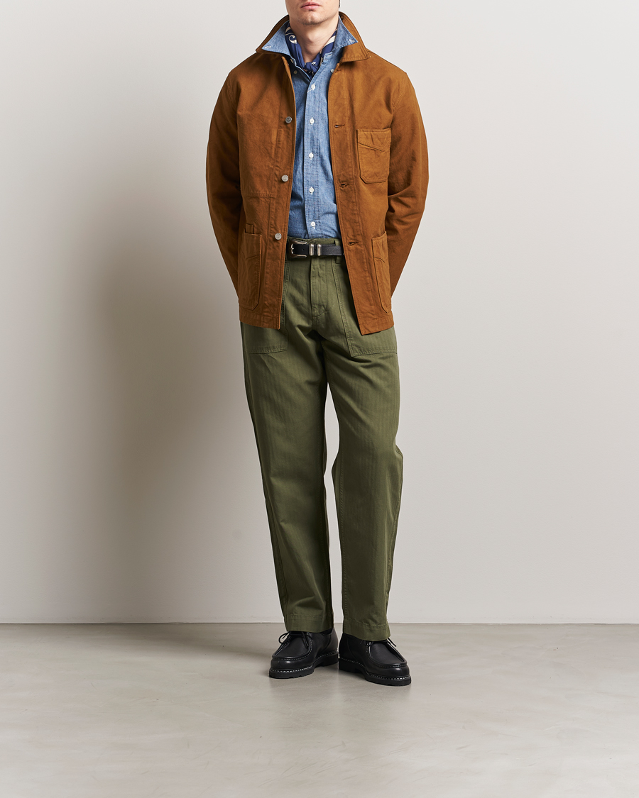 Herre | Bukser | Drake's | Fatigue Cotton Trousers Olive