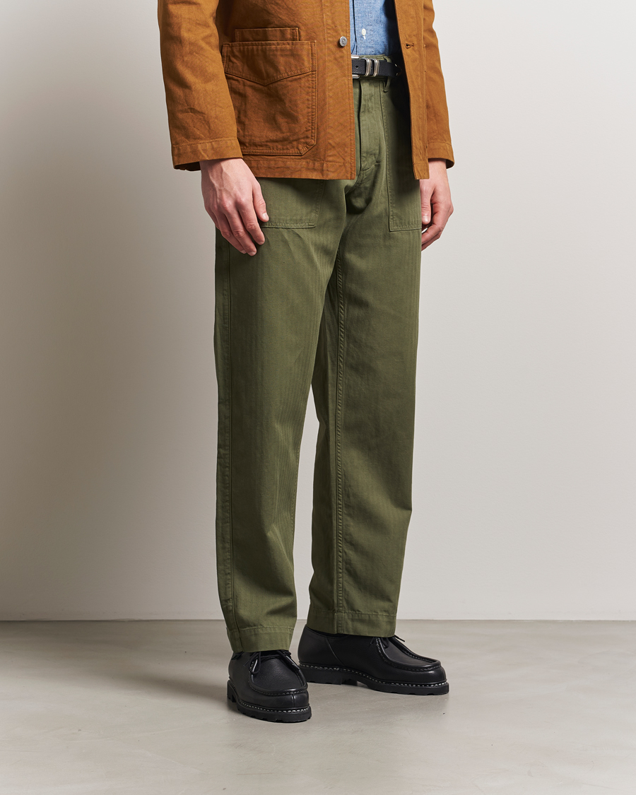 Herre | Bukser | Drake's | Fatigue Cotton Trousers Olive