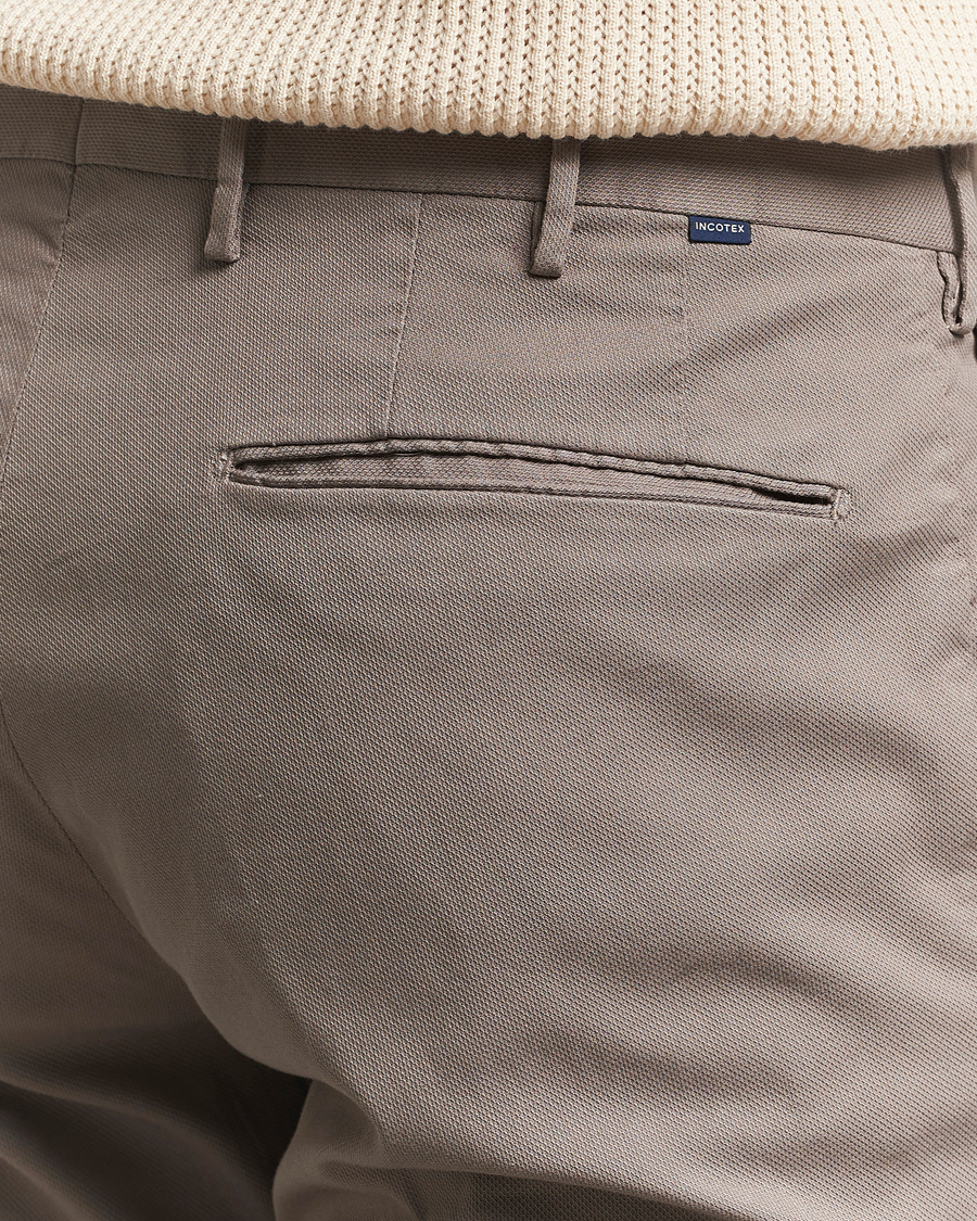 Herre | Bukser | Incotex | Slim Fit Micro Structure Cotton Chinos Brown