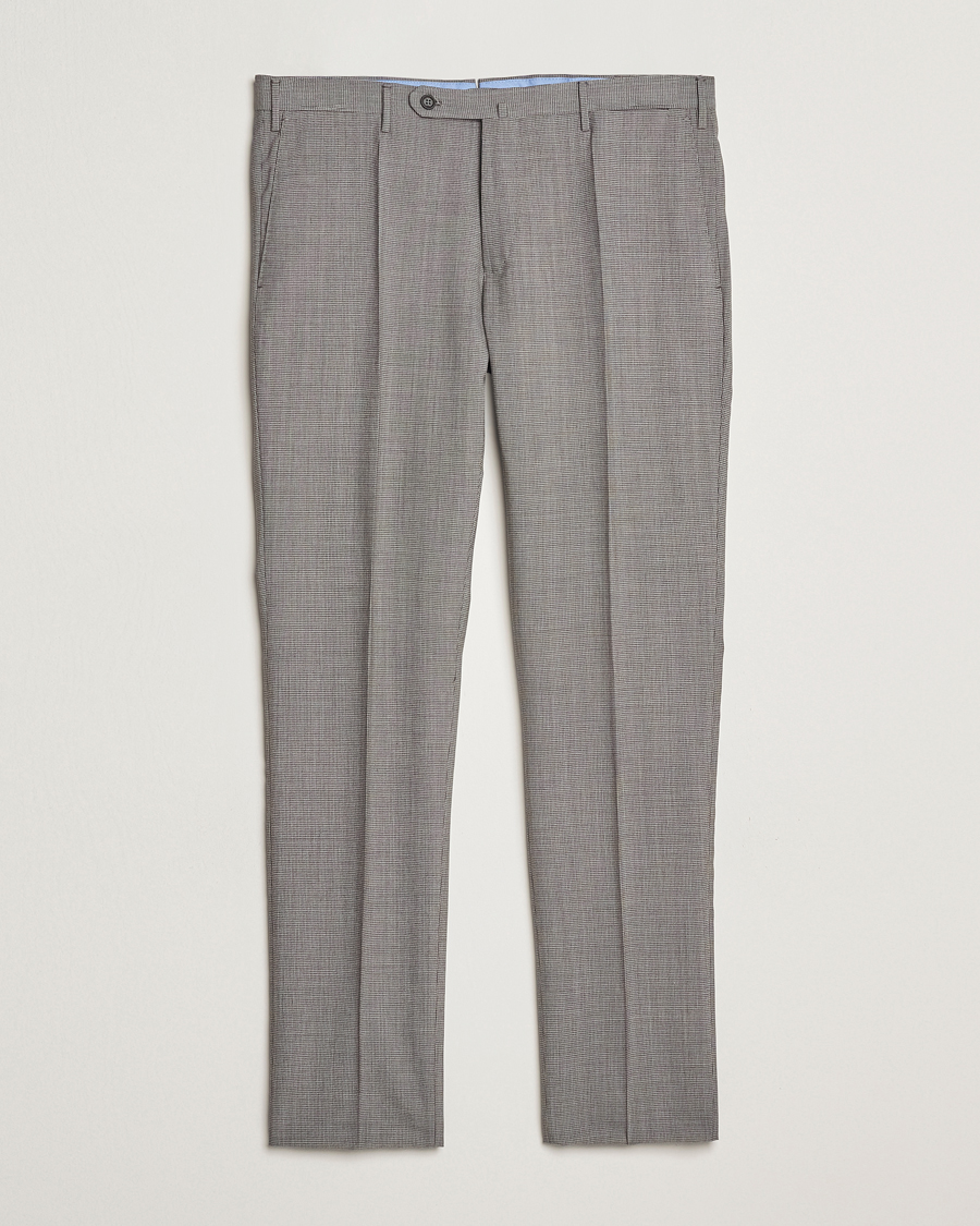 Herre | Bukser | Incotex | Slim Fit Micro Houndstooth Wool Trousers Light Grey