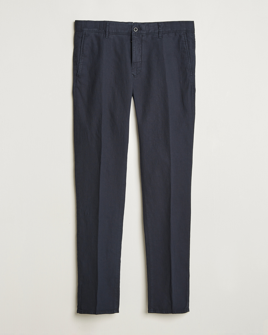 Herre | Bukser | Incotex | Slim Fit Basket Weave Cotton Slacks Navy