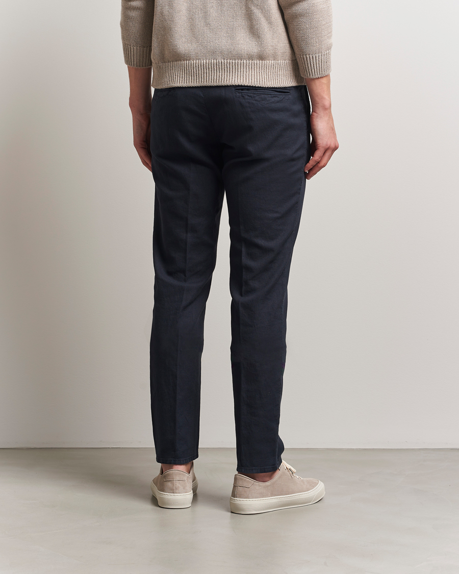 Herre | Bukser | Incotex | Slim Fit Basket Weave Cotton Slacks Navy