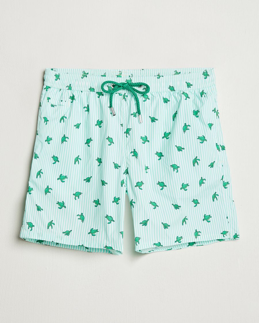 Herre | Badebukser | MC2 Saint Barth | Printed Nylon Swim Shorts Green Turtle Stripes