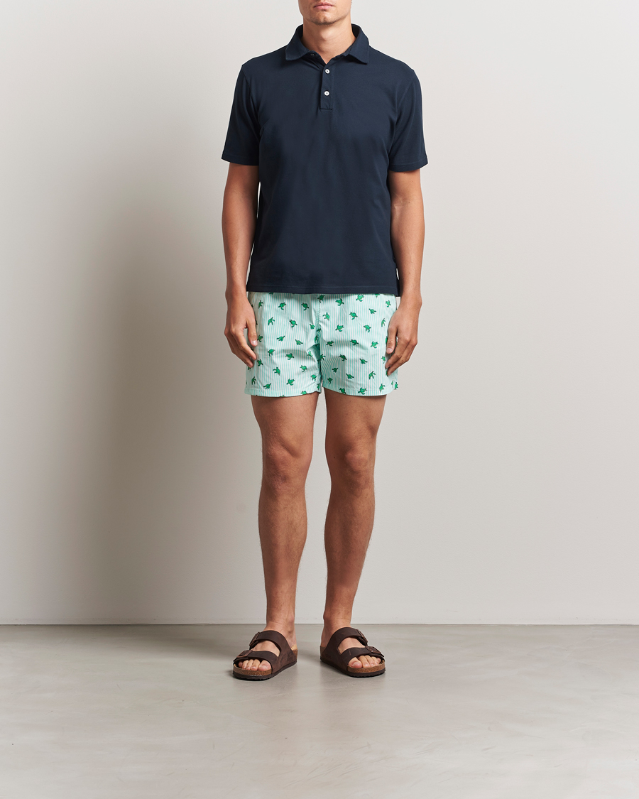 Herre | Badebukser | MC2 Saint Barth | Printed Nylon Swim Shorts Green Turtle Stripes