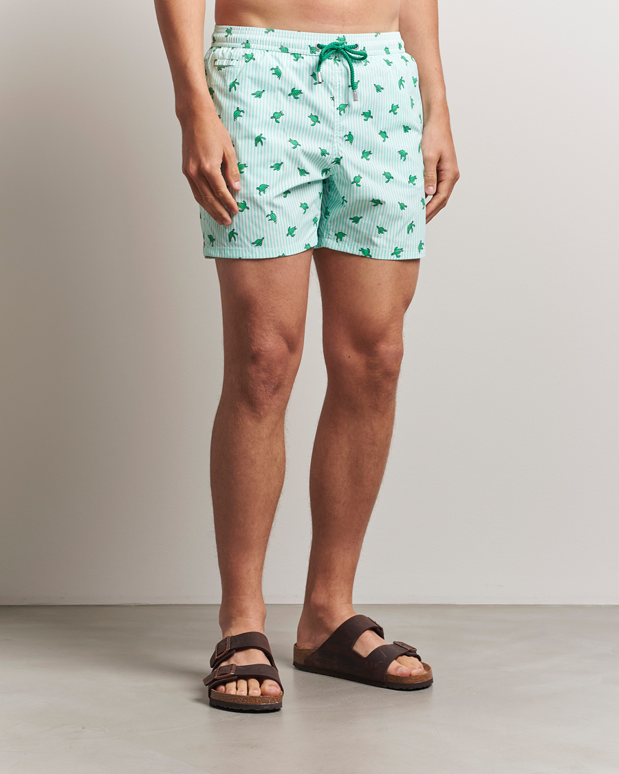 Herre | Badebukser | MC2 Saint Barth | Printed Nylon Swim Shorts Green Turtle Stripes