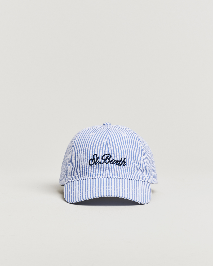Herre | MC2 Saint Barth Seersucker Baseball Cap Blue Stripes | MC2 Saint Barth | Seersucker Baseball Cap Blue Stripes
