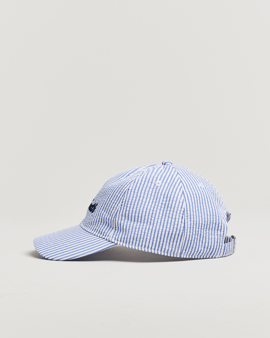 Herre | MC2 Saint Barth Seersucker Baseball Cap Blue Stripes | MC2 Saint Barth | Seersucker Baseball Cap Blue Stripes