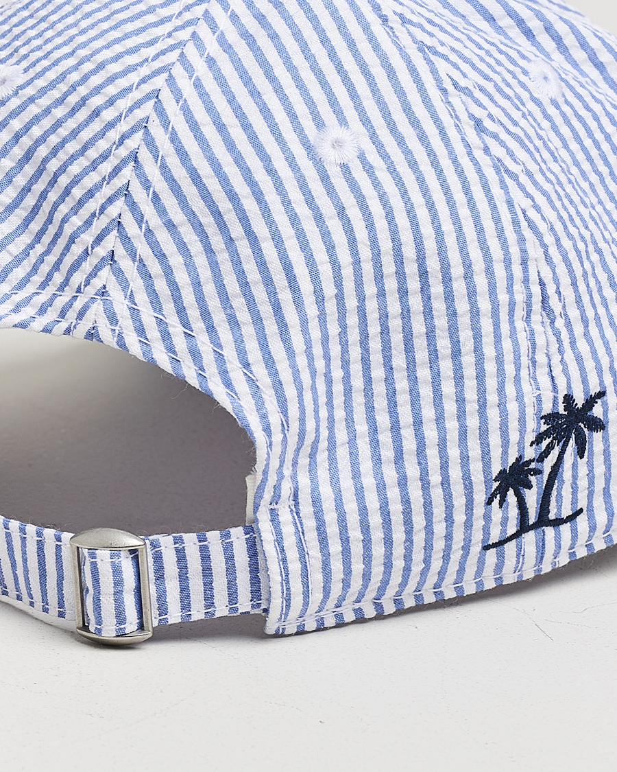 Herre | MC2 Saint Barth Seersucker Baseball Cap Blue Stripes | MC2 Saint Barth | Seersucker Baseball Cap Blue Stripes
