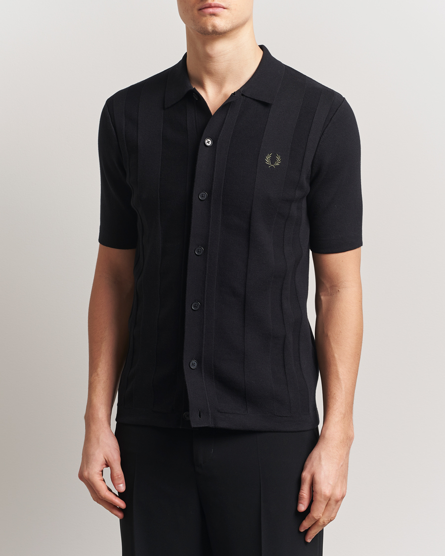 Herre | Skjorter | Fred Perry | Knitted Short Sleeve Shirt Black
