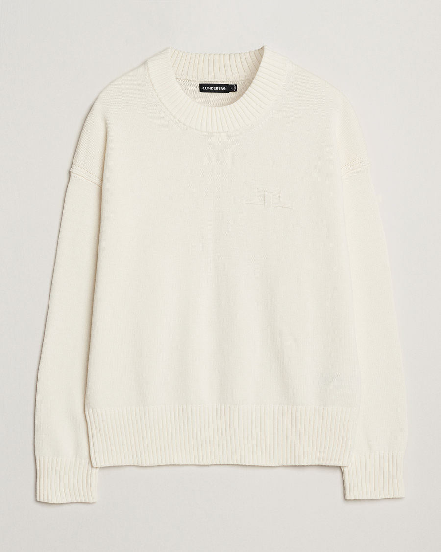 Herre | Trøjer | J.Lindeberg | Eddy Cotton/Wool Crewneck White