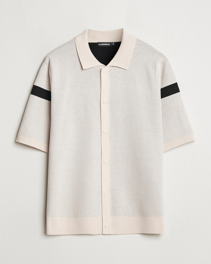 Herre | Skjorter | J.Lindeberg | Rayne Short Sleeve Knitted Shirt Moonbeam