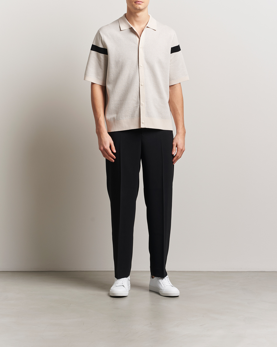 Herre | Skjorter | J.Lindeberg | Rayne Short Sleeve Knitted Shirt Moonbeam