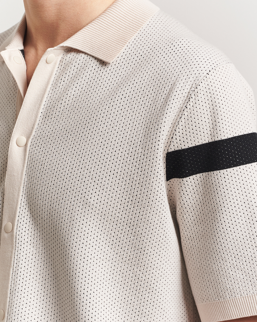 Herre | Skjorter | J.Lindeberg | Rayne Short Sleeve Knitted Shirt Moonbeam