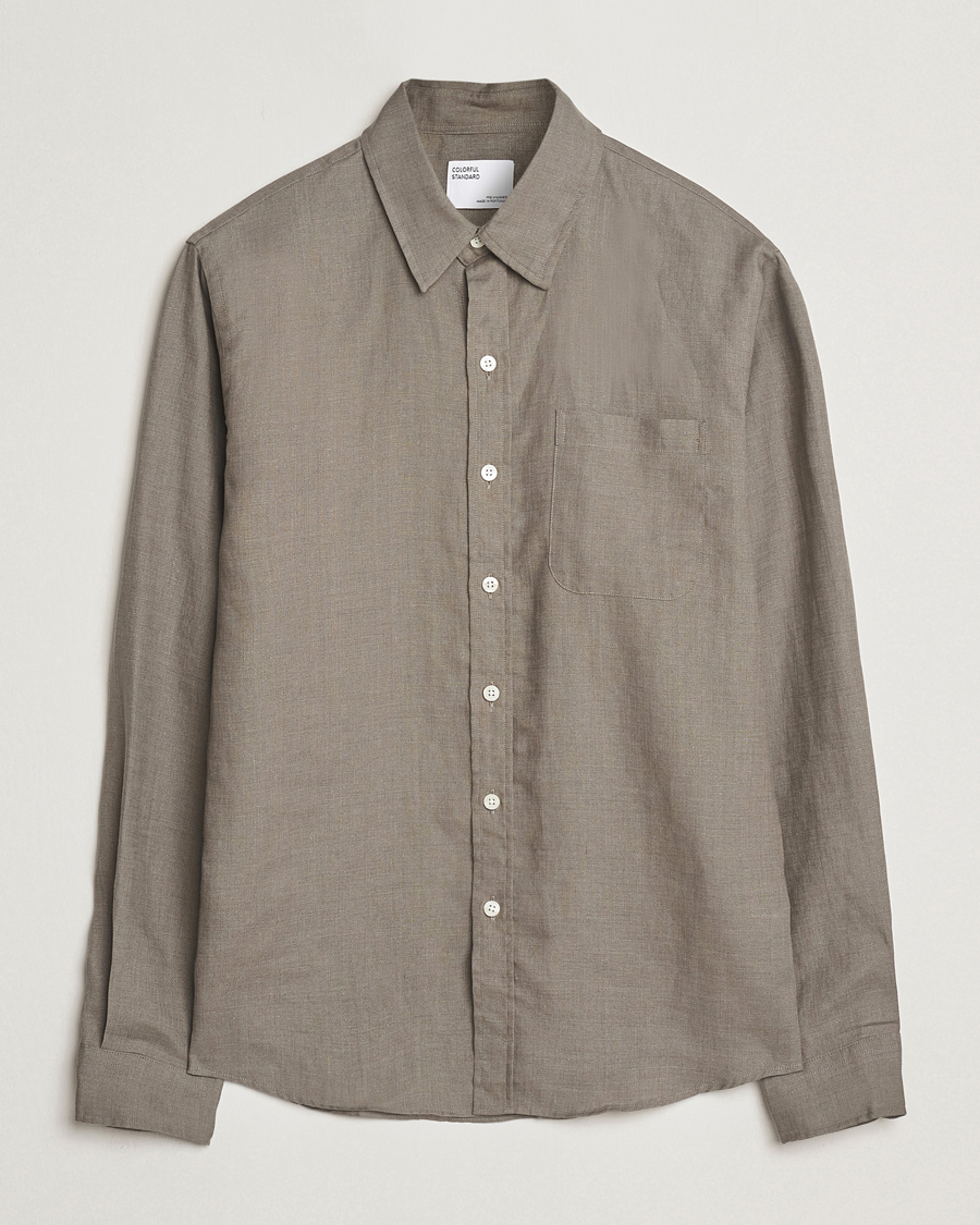 Herre | Skjorter | Colorful Standard | Garment Dyed Linen Shirt Dusty Olive
