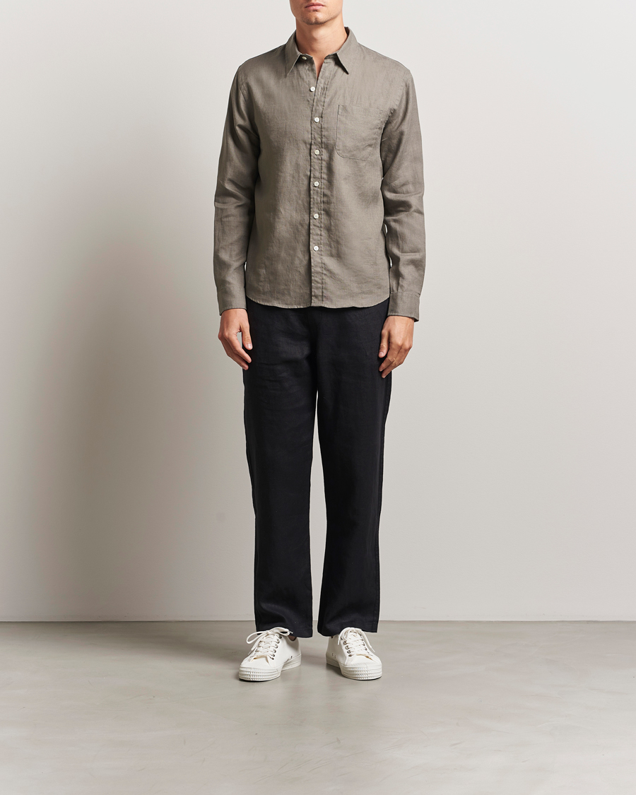 Herre | Skjorter | Colorful Standard | Garment Dyed Linen Shirt Dusty Olive