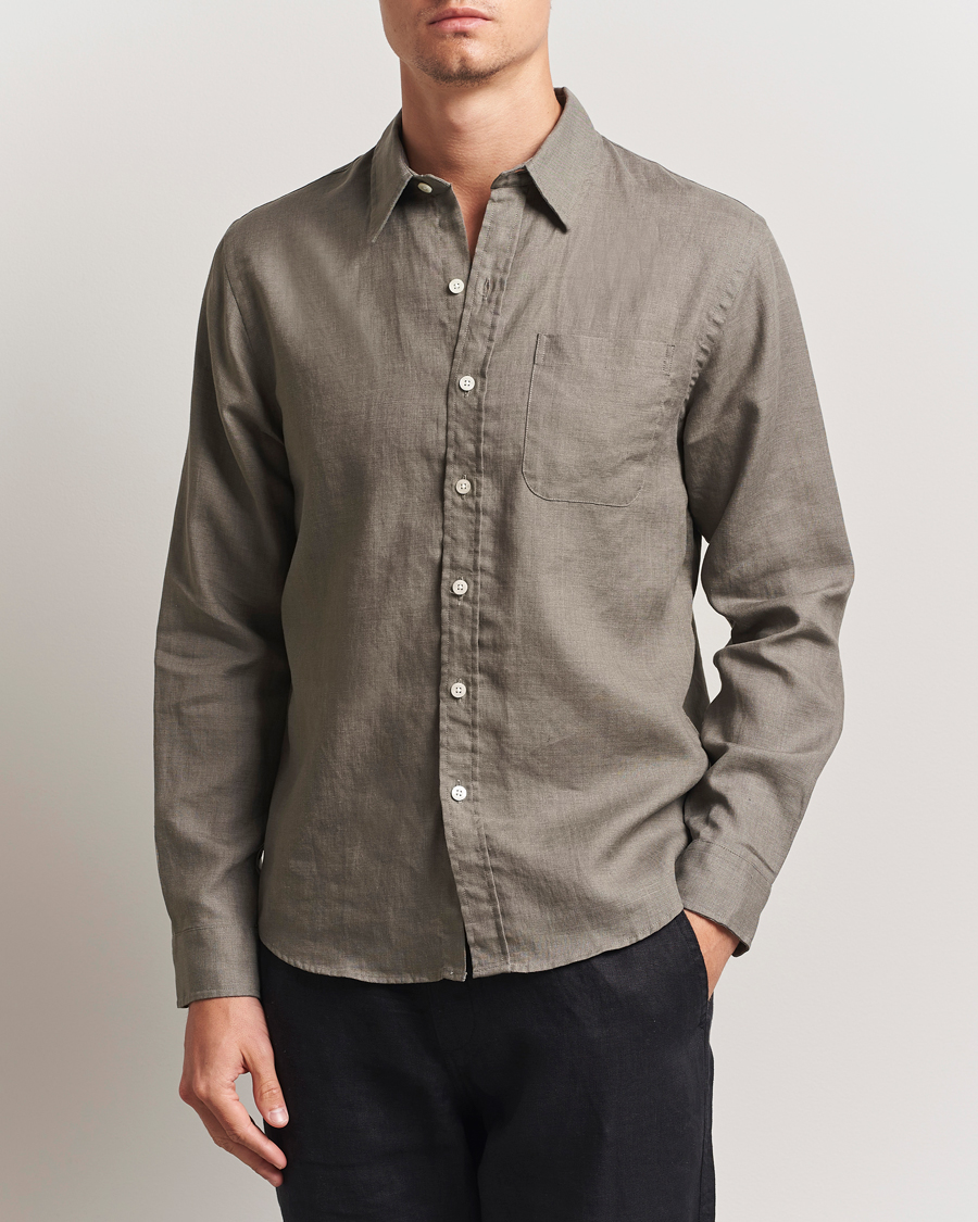 Herre | Skjorter | Colorful Standard | Garment Dyed Linen Shirt Dusty Olive