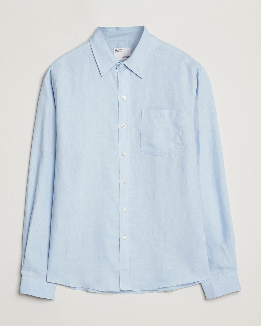 Herre | Skjorter | Colorful Standard | Garment Dyed Linen Shirt Polar Blue