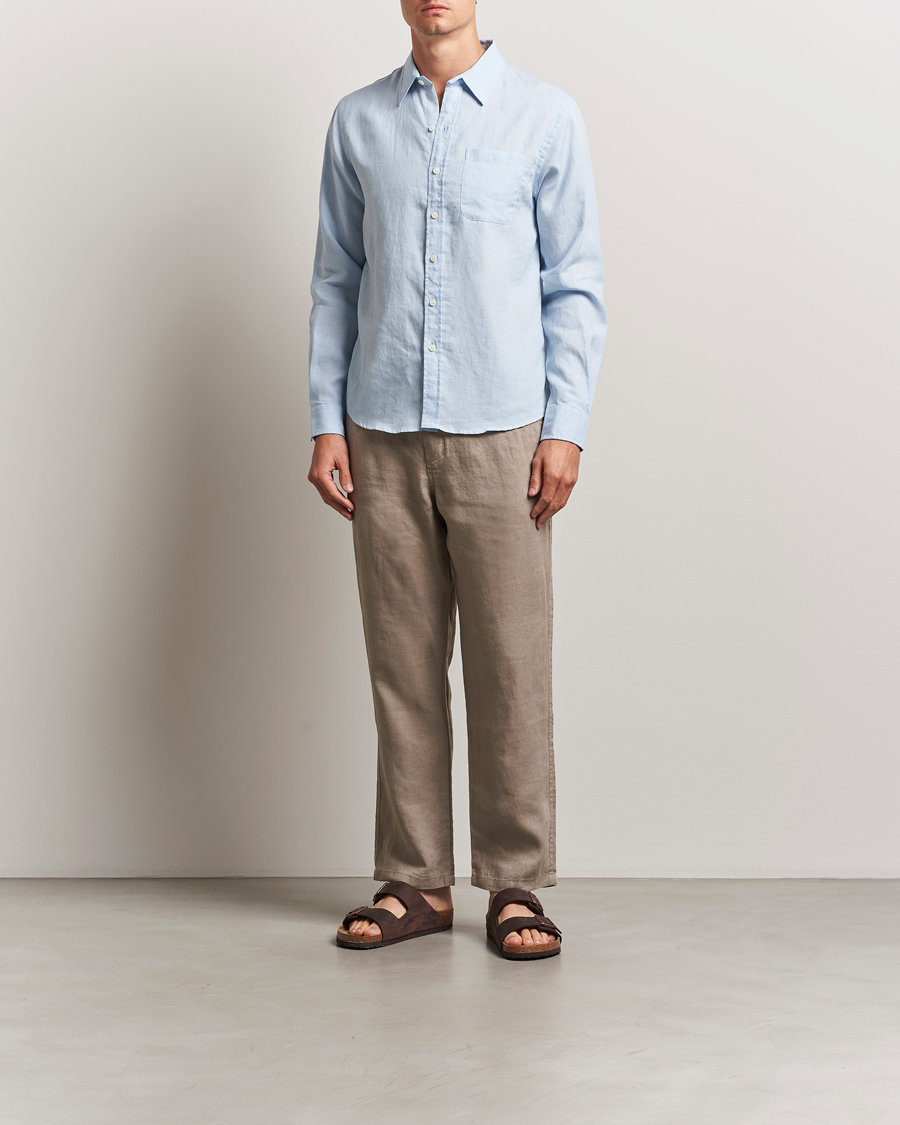 Herre | Skjorter | Colorful Standard | Garment Dyed Linen Shirt Polar Blue