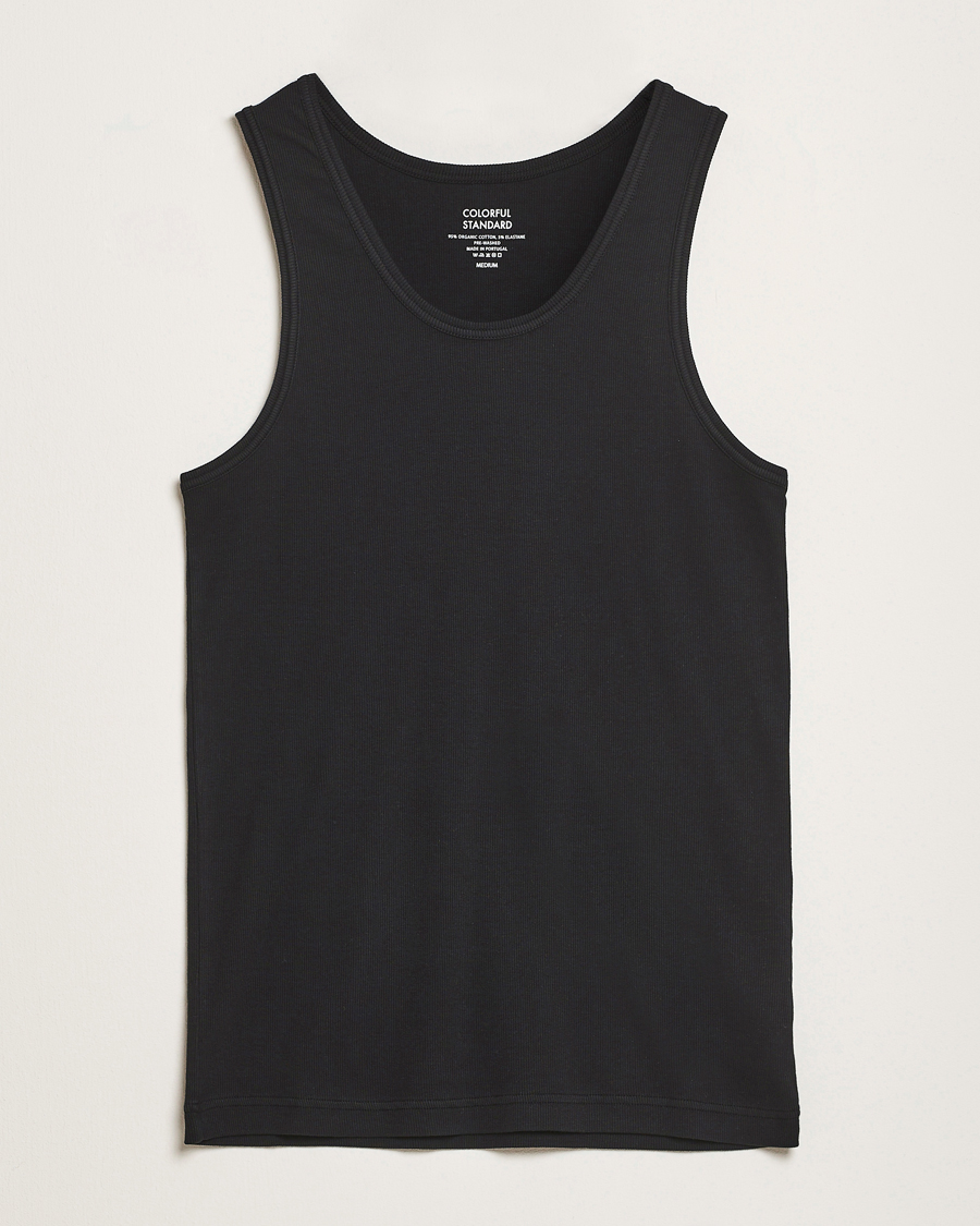 Herre | T-Shirts | Colorful Standard | Organic Rib Tank Top Deep Black