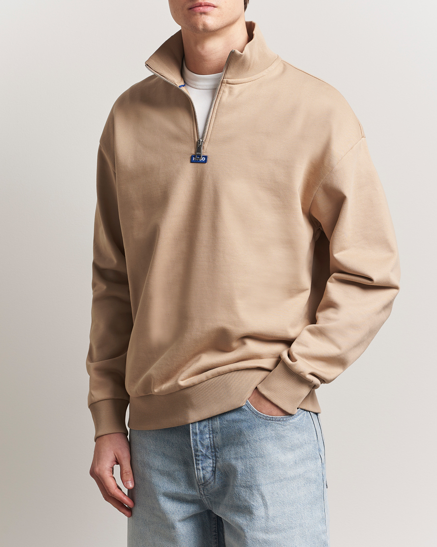 Herre | Trøjer | HUGO | Neeler Half Zip Sweatshirt Medium Beige