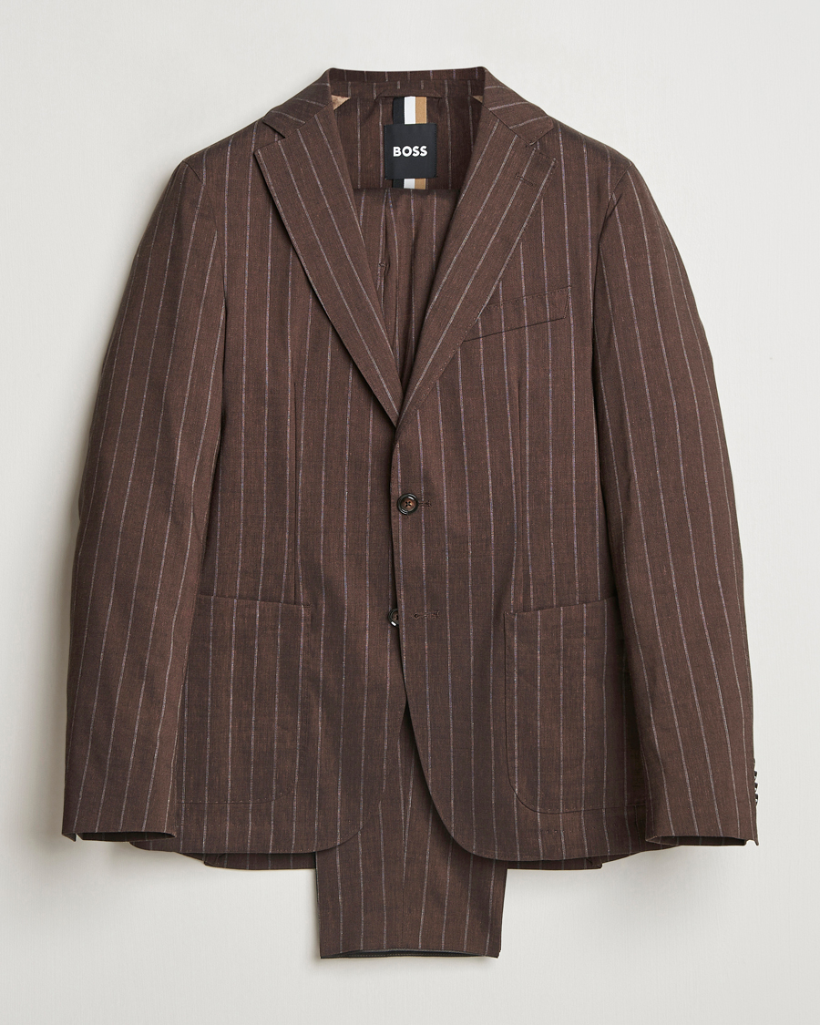 Herre | Jakkesæt | BOSS BLACK | Hanry Wool Pinstriped Suit Dark Brown