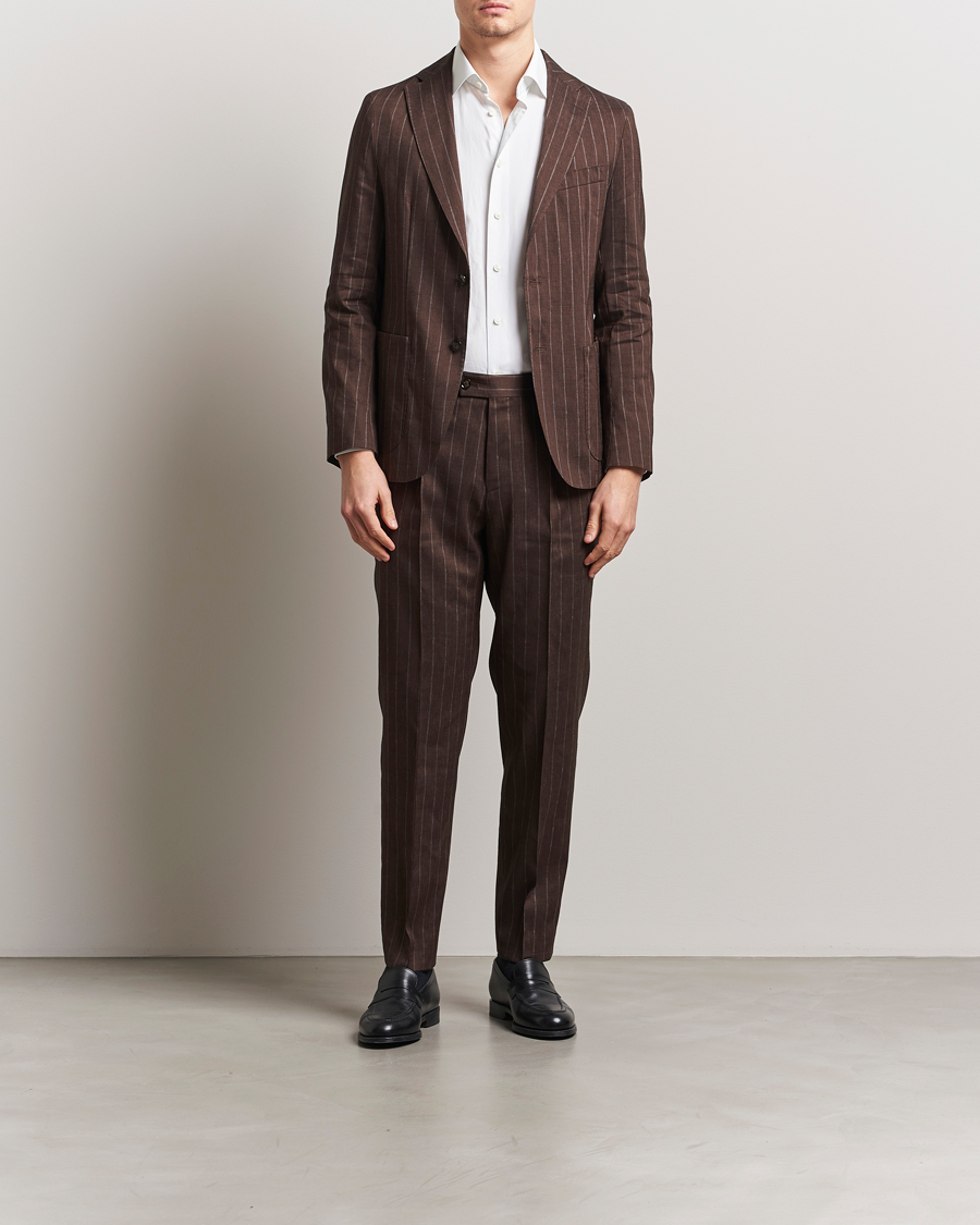 Herre | Jakkesæt | BOSS BLACK | Hanry Wool Pinstriped Suit Dark Brown