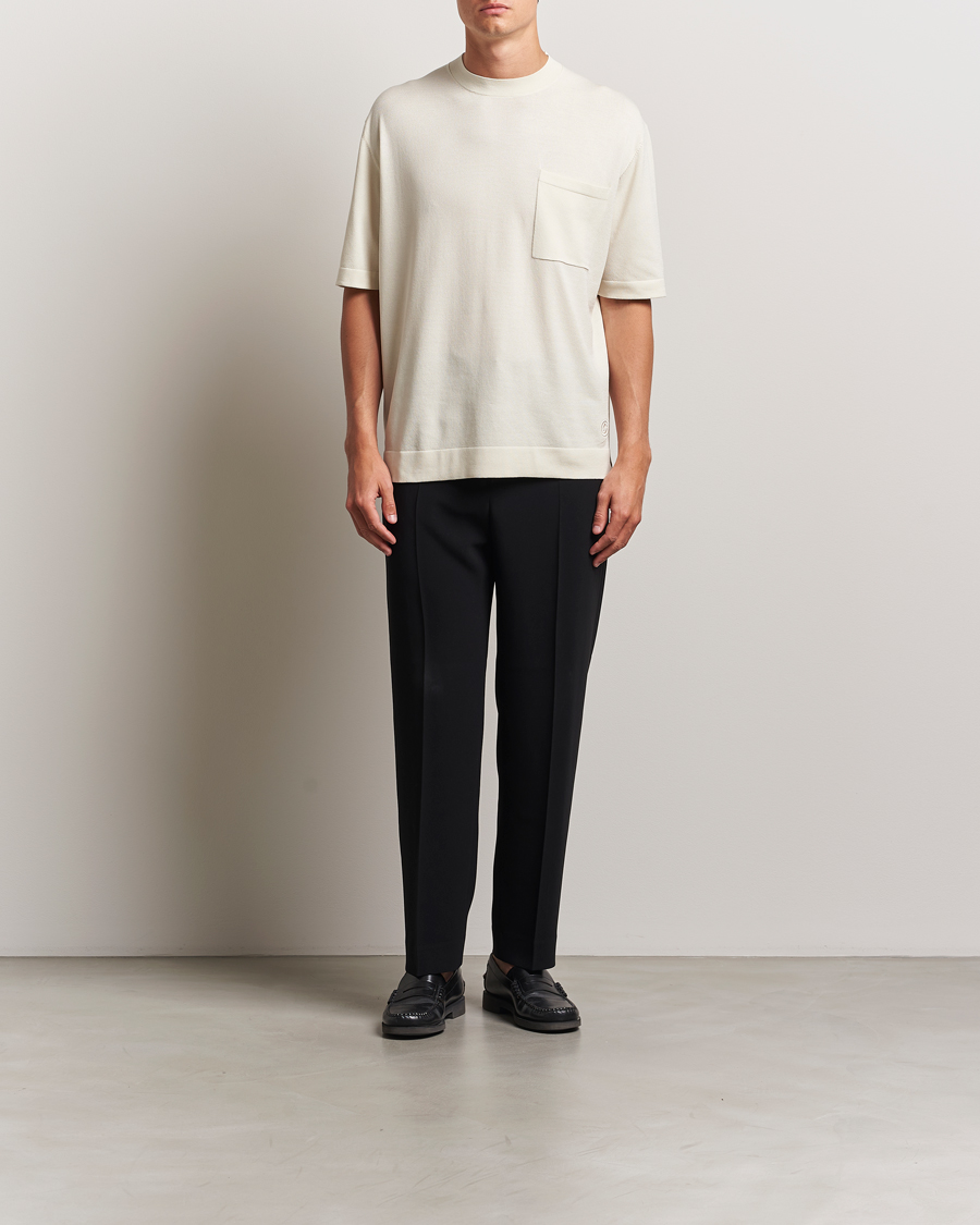 Herre | T-Shirts | BOSS BLACK | Jervaiso Cotton/Silk Knitted T-Shirt Open White