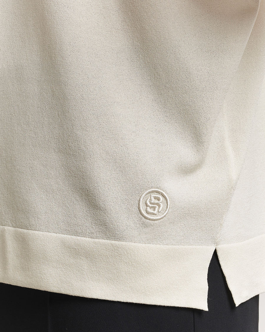 Herre | T-Shirts | BOSS BLACK | Jervaiso Cotton/Silk Knitted T-Shirt Open White
