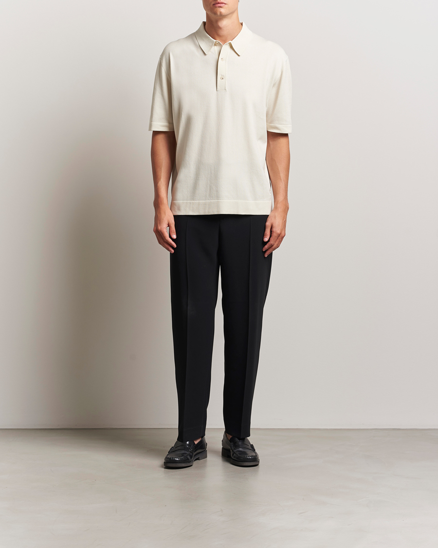 Herre | Polotrøjer | BOSS BLACK | Jervasoni Cotton/Silk Knitted Polo Open White