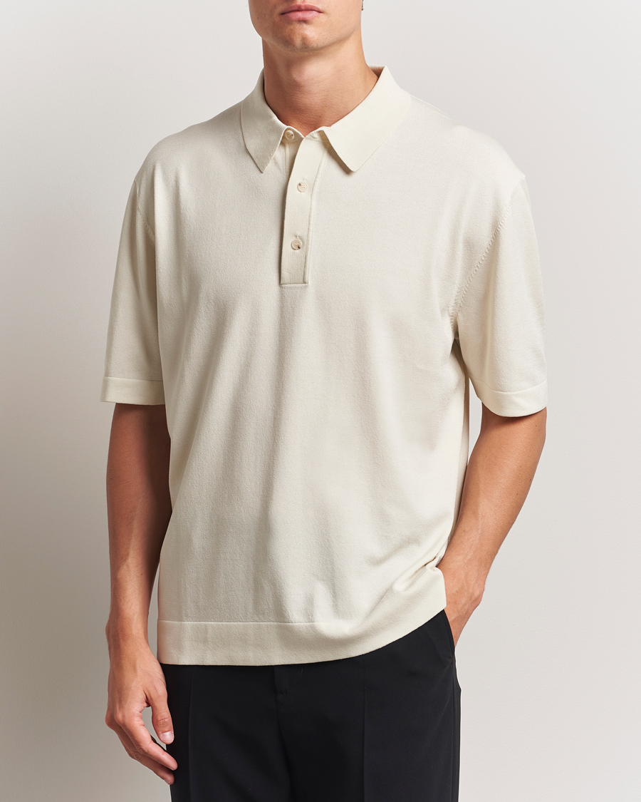 Herre | Polotrøjer | BOSS BLACK | Jervasoni Cotton/Silk Knitted Polo Open White