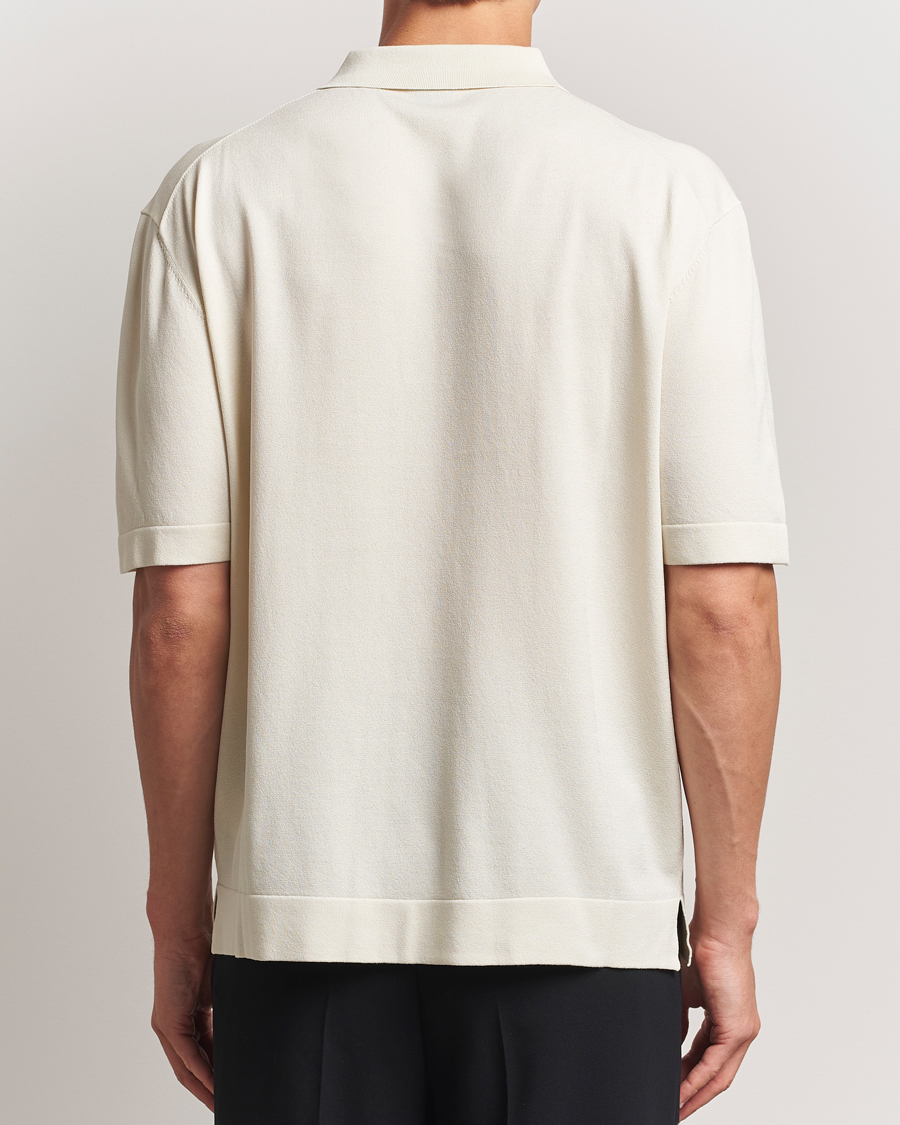 Herre | Polotrøjer | BOSS BLACK | Jervasoni Cotton/Silk Knitted Polo Open White