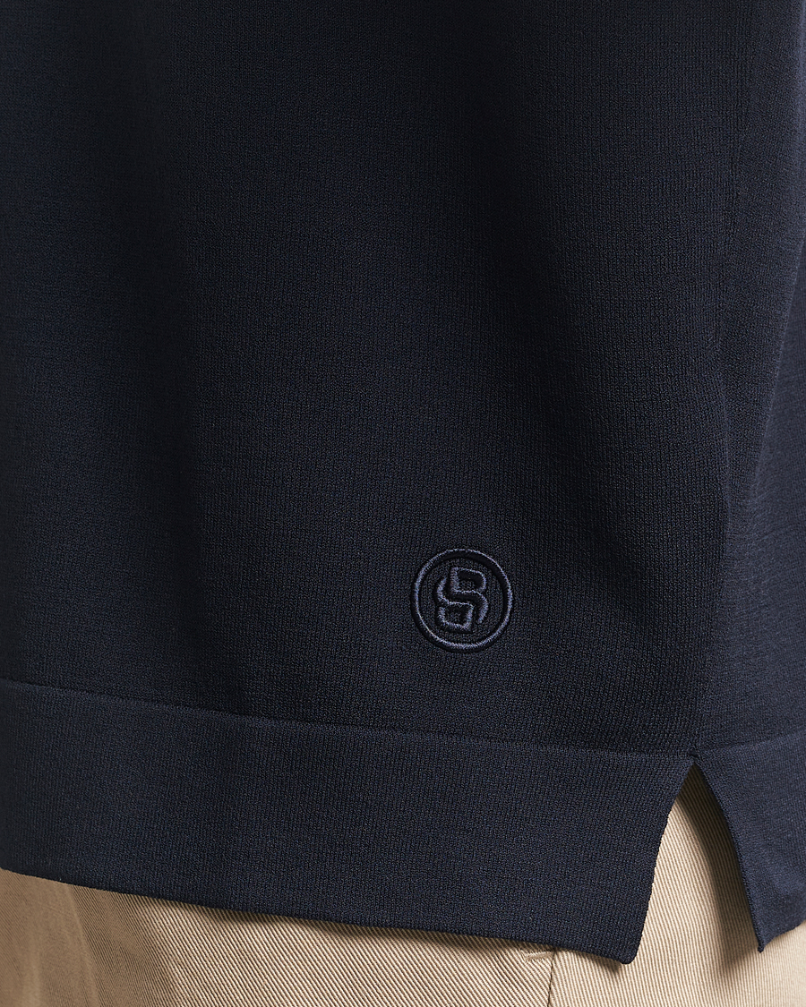 Herre | Polotrøjer | BOSS BLACK | Jervasoni Cotton/Silk Knitted Polo Dark Blue