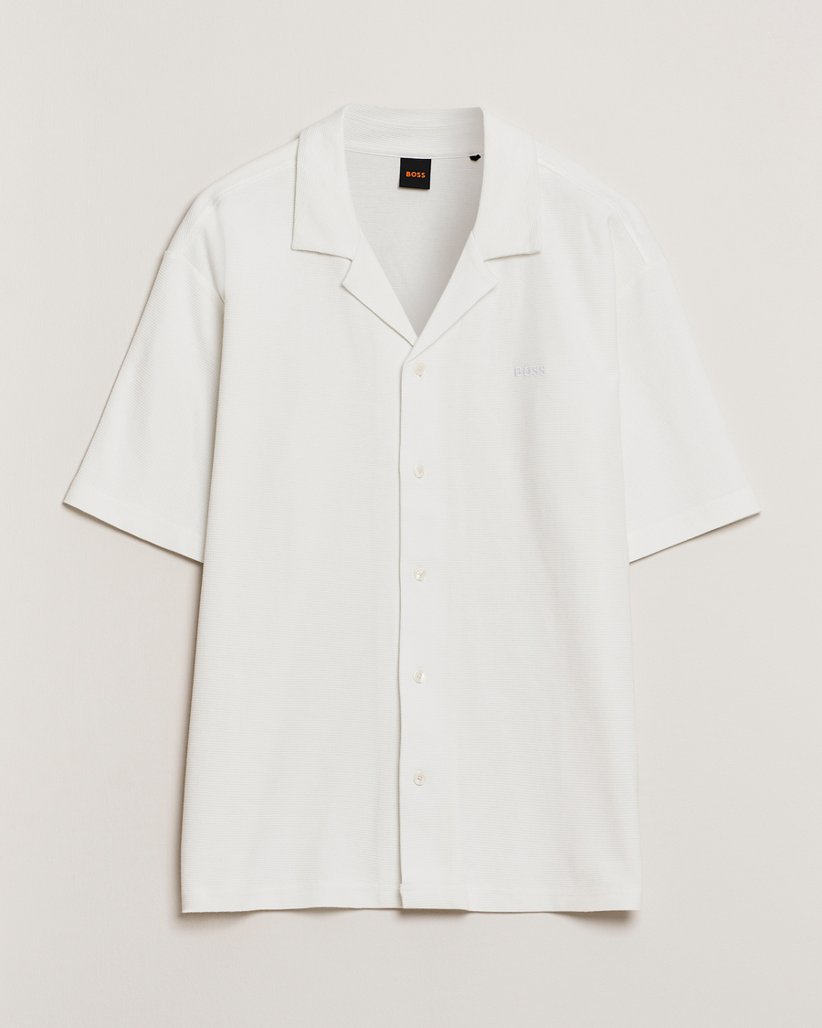 Herre | Skjorter | BOSS ORANGE | Waffle Short Sleeve Shirt Natural